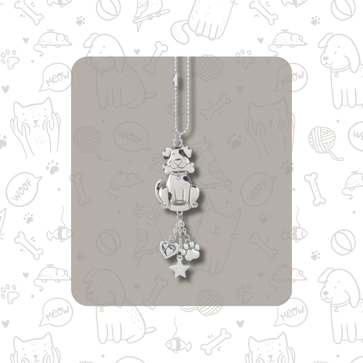 Silver Car Charm - Dog