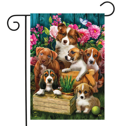 In the Garden Dogs Garden Flag